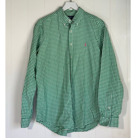 Ralph Lauren Shirt Men’s Classic Fit Green White Gingham Spring Size XL - Picture 1 of 7